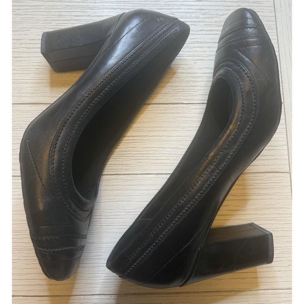 Rockport Women's 4" Block Leather Black Heels W/ Adiprene By Adidas. Sz‎ 9M